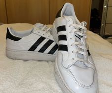Adidas Men's White and Black Team Court Shoes