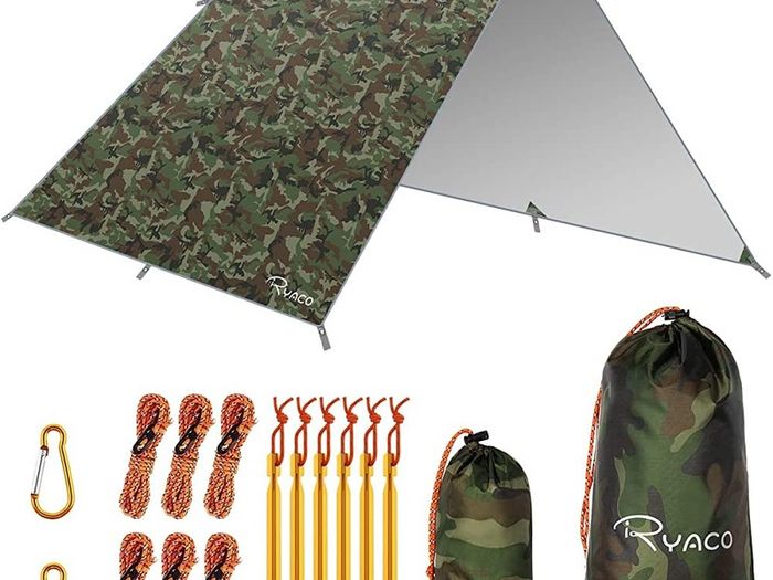 Hammock Rain Fly Tent Tarp, 3m x 3m Tarpaulin Portable Sunshade Lightweight Waterproof Groundsheet Windproof Camping (FREE SHIPPING)