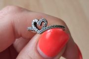 Pandora Sparkling Wishbone Heart silver ring  size 48