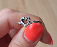 Pandora Sparkling Wishbone Heart silver ring  size 48