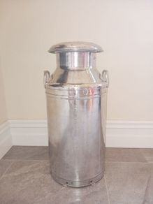 polished aluminium milk churn