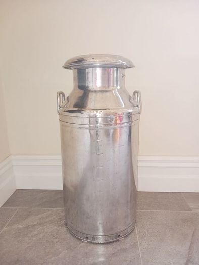 polished aluminium milk churn