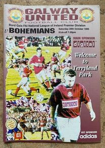 Very Rare 1995 Galway United v Bohemians - League of Ireland Premier Division Programme