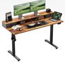 Electric Height Adjustable Desk, with 2 Fabric Drawers, 120x60cm 72-116cm Height, Stable Sit-Stand Standing Desk w. 2 Memory Buttons, Computer Desk for Home Office, 2 pcs Desktops, Brown Image 8
