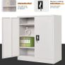 Metal Storage Cabinet with 2 Door and 3 Adjustable Shelves, 109CM Tall Storage Cupboard with Lock for Home, Office, Warehouse, 109 x 40 x 90 cm (Light Grey) Image 2
