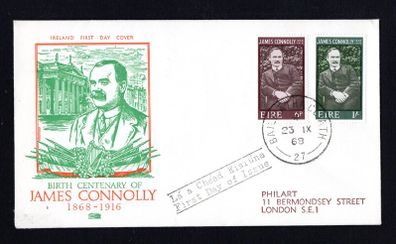 1968 Ireland Centenary of the Birth of James Connolly Commemorative Stamps PhilArt First Day Cover (FDC) with Baile Atha Cliath (Dublin) cancel