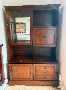 Vintage Mahogany Display Cabinet/ Wall Unit with Built-in Light