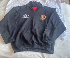Vintage Man Utd 1992/93 Umbro Drilltop Sweatshirt Black/Medium