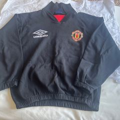 Vintage Man Utd 1992/93 Umbro Drilltop Sweatshirt Black/Medium