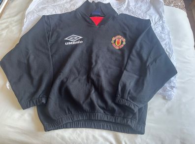 Vintage Man Utd 1992/93 Umbro Drilltop Sweatshirt Black/Medium