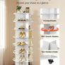 7 Tiers Rotating Shoe Rack Tower with Wheels, Movable 360 Image 4