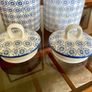 Nicola Spring Hand Printed Kitchen Canisters   Blue and White Image 4