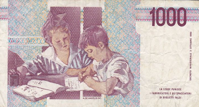 ITALY 1000 LIRE 1990 Banknote M. Montessori