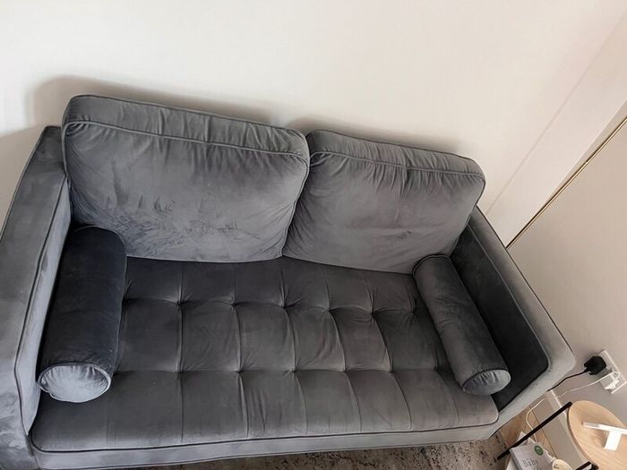 Grey Velvet Sofa & Armchair Set  Excellent Condi