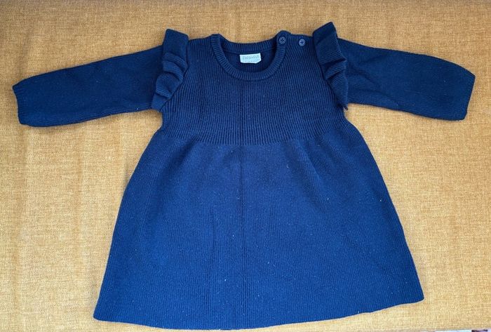 F&F baby girl navy knit dress 6-9m