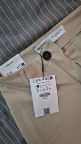 Bershka petite wide leg high waisted trousers beige NEW