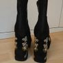 embroidered suede and leather platform ankle boot size 7 Image 3