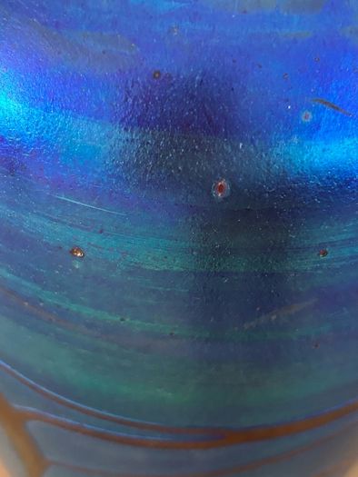 Colver France art glass, signed, iridescent blue, collectors item, vase