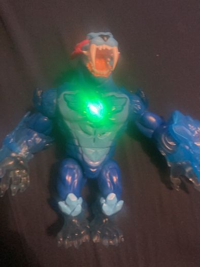 This is a MrBeast Lab Cryo Lab collectible figure, which is a 7-inch blue panther action figure that features lights and sounds.