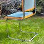 Vintage Italian Cesca Style Cantilever Chair  Teal Blue & Beech Made in Italy Image 2