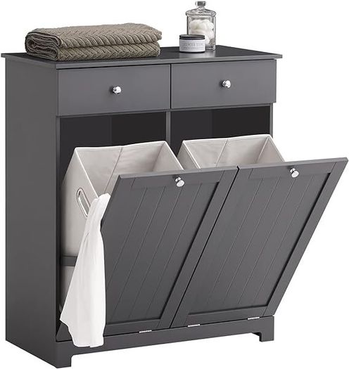 Bathroom Cabinet with 2 Drawers and 2 Laundry Baskets
