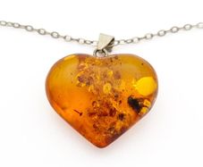 Natural Baltic Amber Heart 925 Silver Necklace