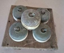 Set of Five Antique Porcelain and Brass Light Switches