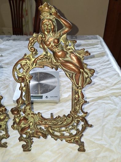 Beautiful Pair of Antique Art Nouveau Beatrice Bronzed Photo Frames Cherub Postage Available or Collection