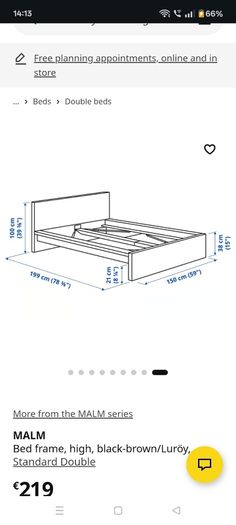 Double bed frame Malm grey