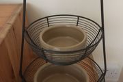 Two-Tiered Wired Basket Brown Metal