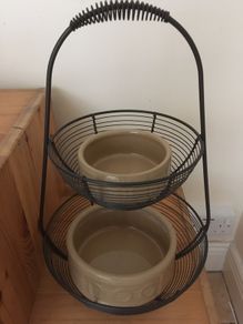 Two-Tiered Wired Basket Brown Metal