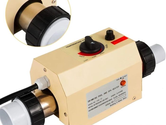 2KW Swimming Pool Heater 220V SPA Electric Water Heater with Thermostat for 48mm/50mm Pools