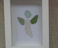 Seaglass picture, Angel frame, Shadow box frame,Home decor, Gift