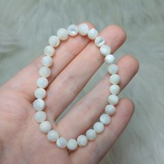 bracelet white shell small beads elastic stretchy