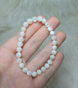 bracelet white shell small beads elastic stretchy