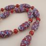 Antique Venetian Style Feather Desgin & Venetian Red WhiteHeart Glass Beads Necklace Image 3