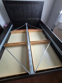 Standard king-size bed frame with 4 storage boxes