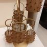 Gold and red 5 T light candle holder on stand Image 2