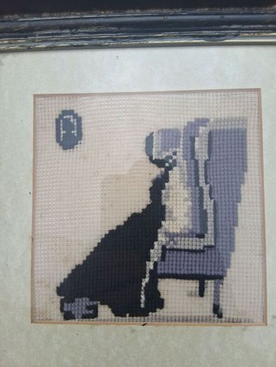 4 X Victorian Embroidered Silhouettes on Linen