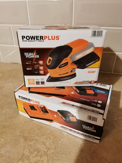 Palm Sander Powerplus + Charger + Battery 20v 2.0ah Cordless Power Tool Woodworking
