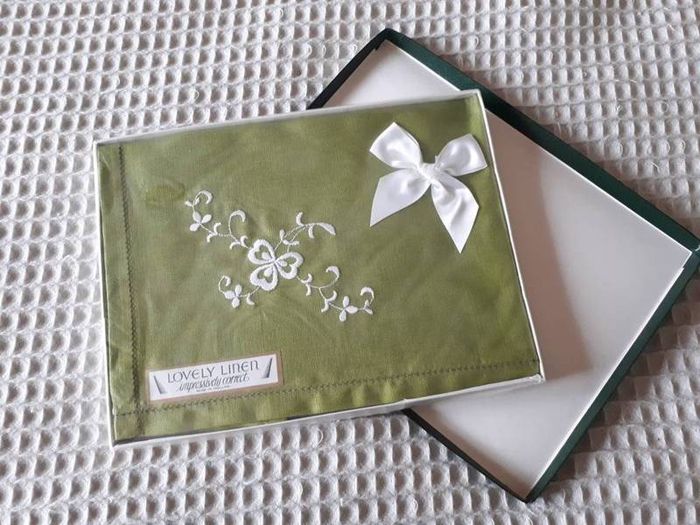 Vintage Green Linen Tray Cloth
