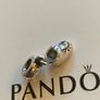 Pandora Charm it's a baby boy bootie with Gold and blue CZ Image 3