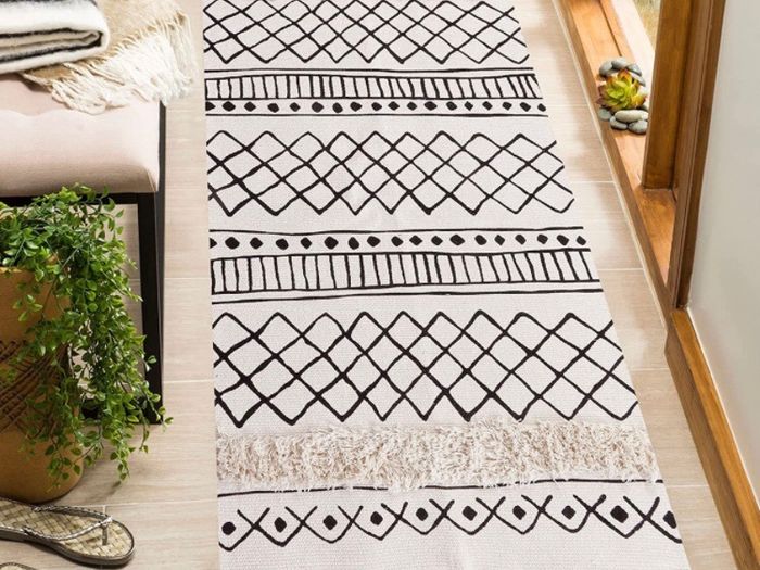 Cotton Area Rug Runner for Hallway, Throw Rugs for Bedroom, Woven Area Rug Indoor, Runner Rug for Kitchen
