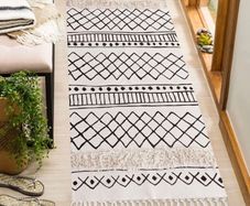 Cotton Area Rug Runner for Hallway, Throw Rugs for Bedroom, Woven Area Rug Indoor, Runner Rug for Kitchen