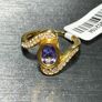 Sterling silver 925 ring with Tanzanite and Natural Cambodian Zircon Bypass Ring in Vermeil Yellow Gold Overlay Sterling Silver 1.21 Ct Image 3