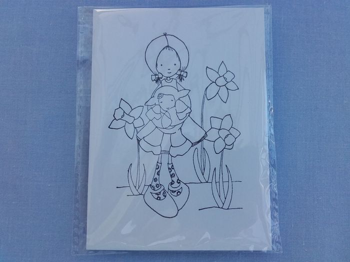 Spring - Girl with Lamb - Whiff of Joy Rubber Stamp