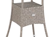 Polyrattan Side Table / Garden Table with Frosted Glass Table Top - 60-80 cm - Choice of Colours, 60cm, Grey / Beige