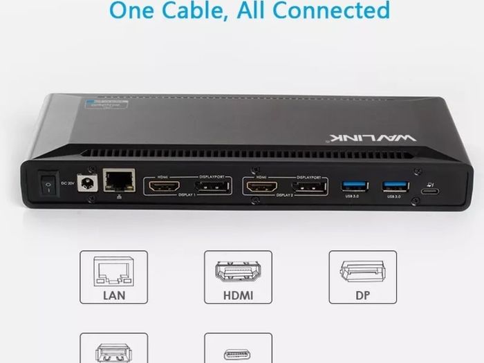 Wavlink USB-C Dual HDMI or DisplayPort Display 4K@60Hz 13-in-1 Universal Docking Station with 100W Power Delivery