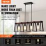 4-Light Kitchen Island Pendant Lights, 60W, Adjustable Dining Room Light Fixture with 2 x 6" and 6 x 12" Rods, Industrial Metal Frame Farmhouse Linear Chandeliers Lighting for Dining Room, E27 Image 2