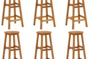 Bar Stools 6 pcs Solid Acacia Wood